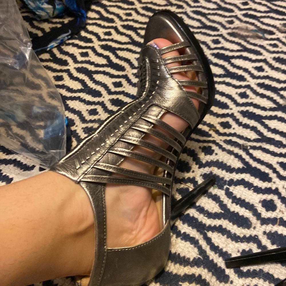 LAMB Antique Gold Caged Stilettos